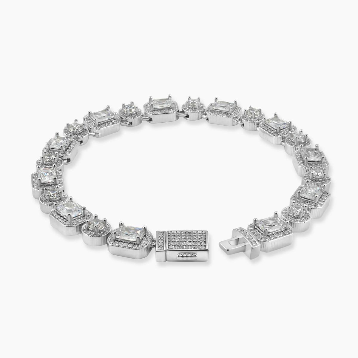 BAGUETTE ICED BRACELET (WHITE GOLD) 10MM