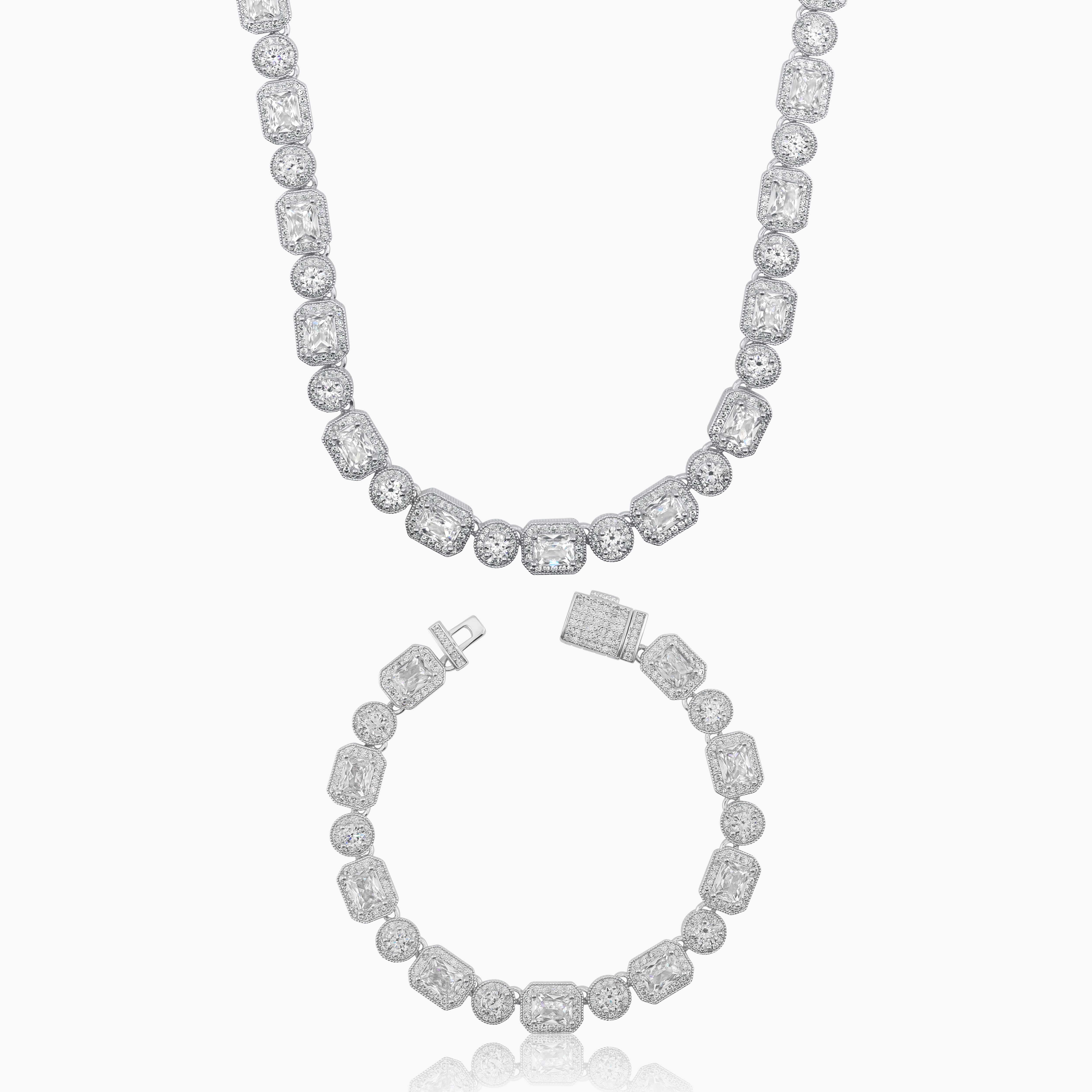 BAGUETTE ICED SET (WHITE GOLD) 10MM