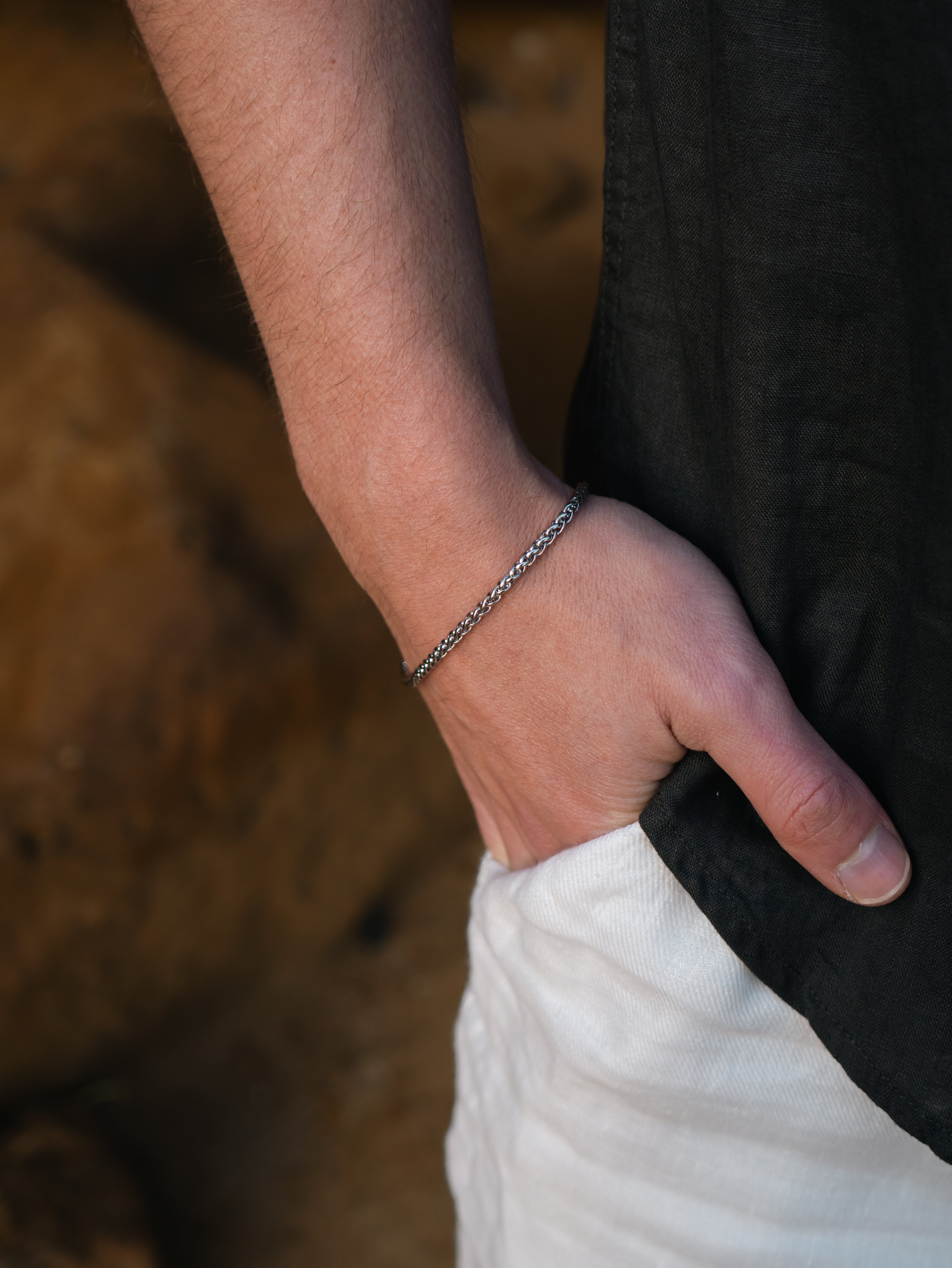 WHEAT BRACELET (WHITE GOLD) 3MM