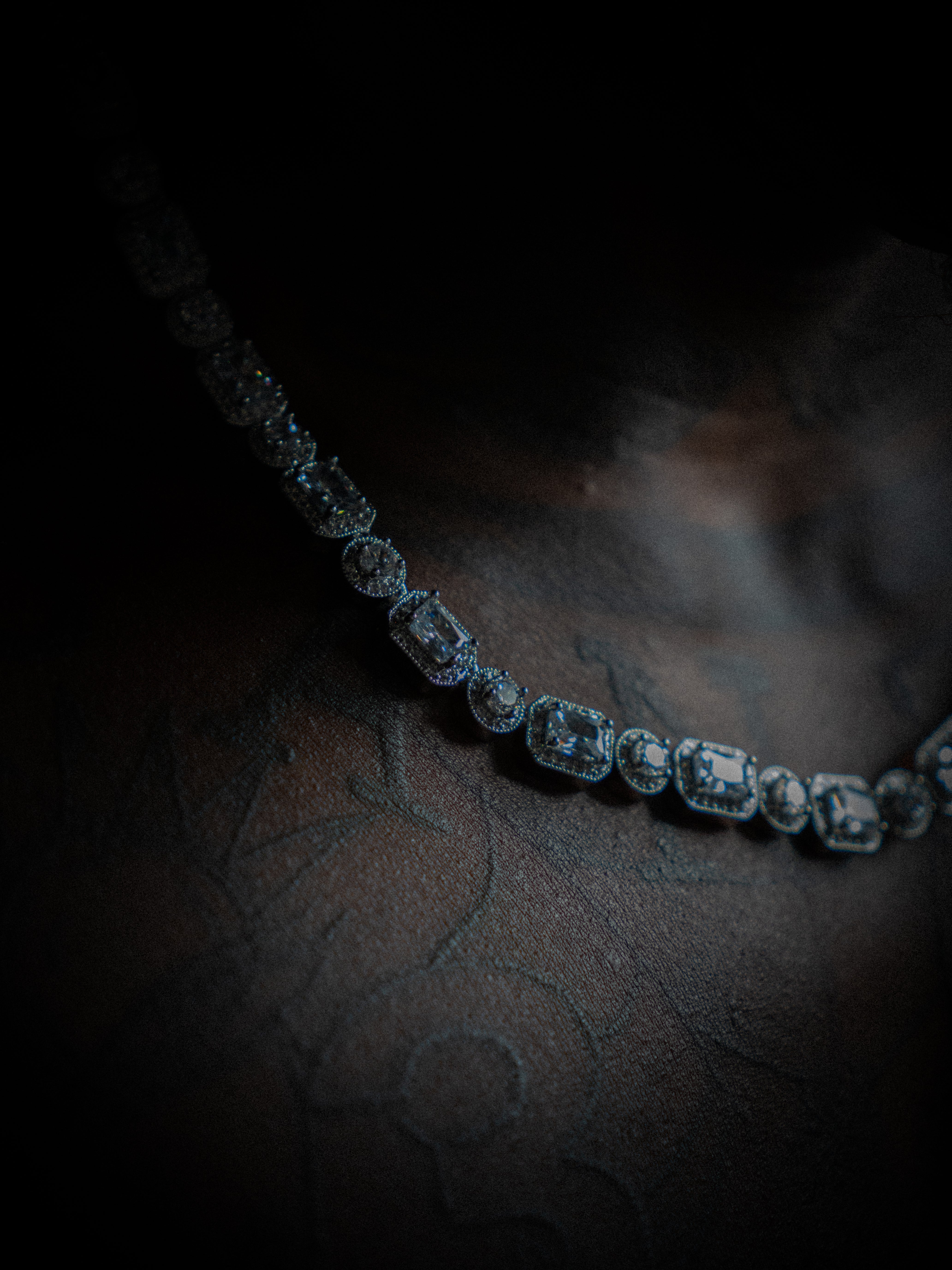 BAGUETTE ICED NECKLACE (WHITE GOLD) 10MM