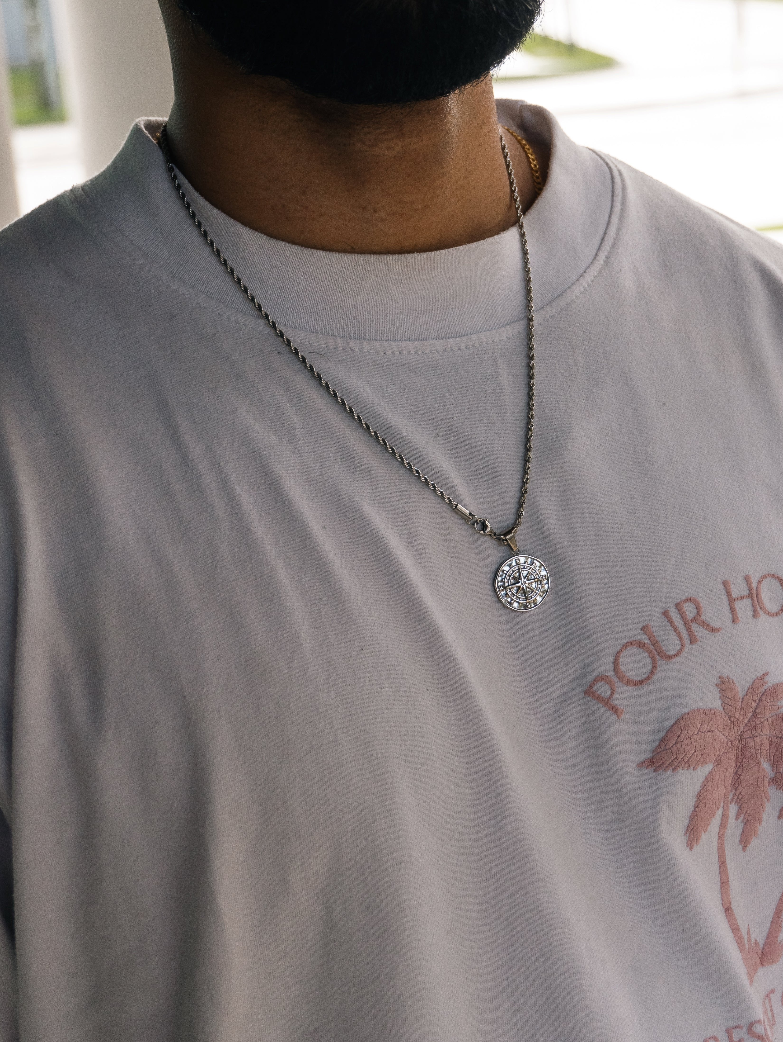 COMPASS PENDANT (WHITE GOLD)