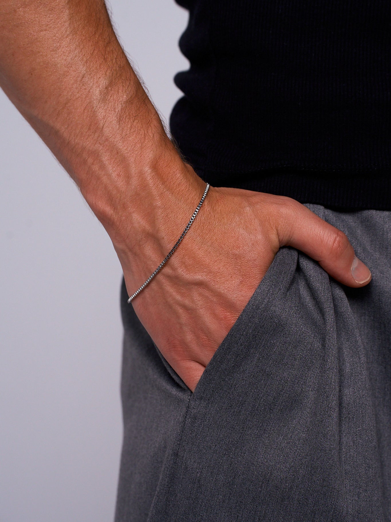 BOX BRACELET (WHITE GOLD) 2MM