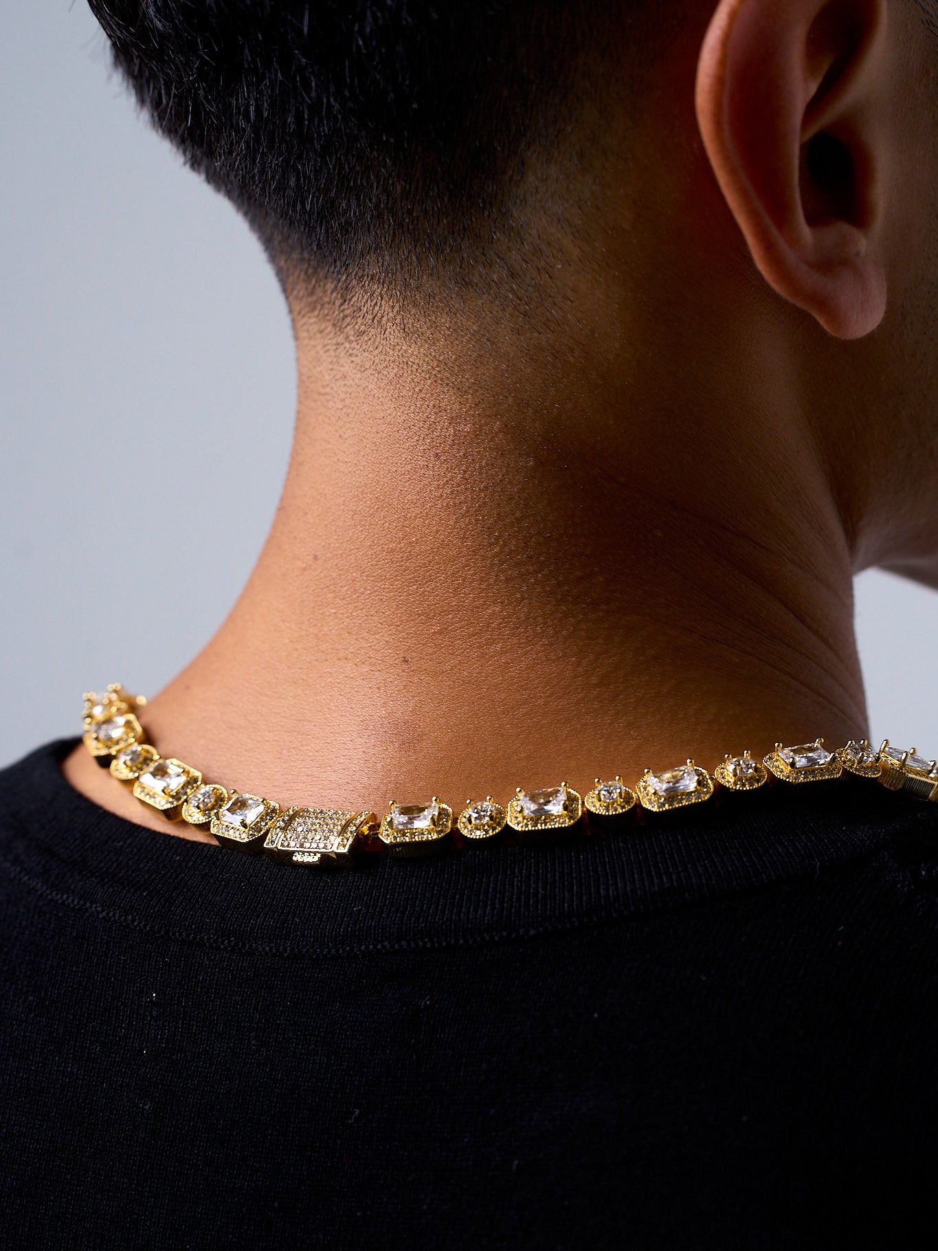 BAGUETTE ICED NECKLACE (GOLD) 10MM