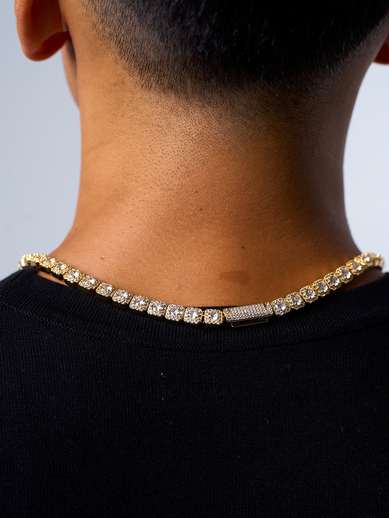 CUSHION TENNIS NECKLACE (GOLD) 5MM