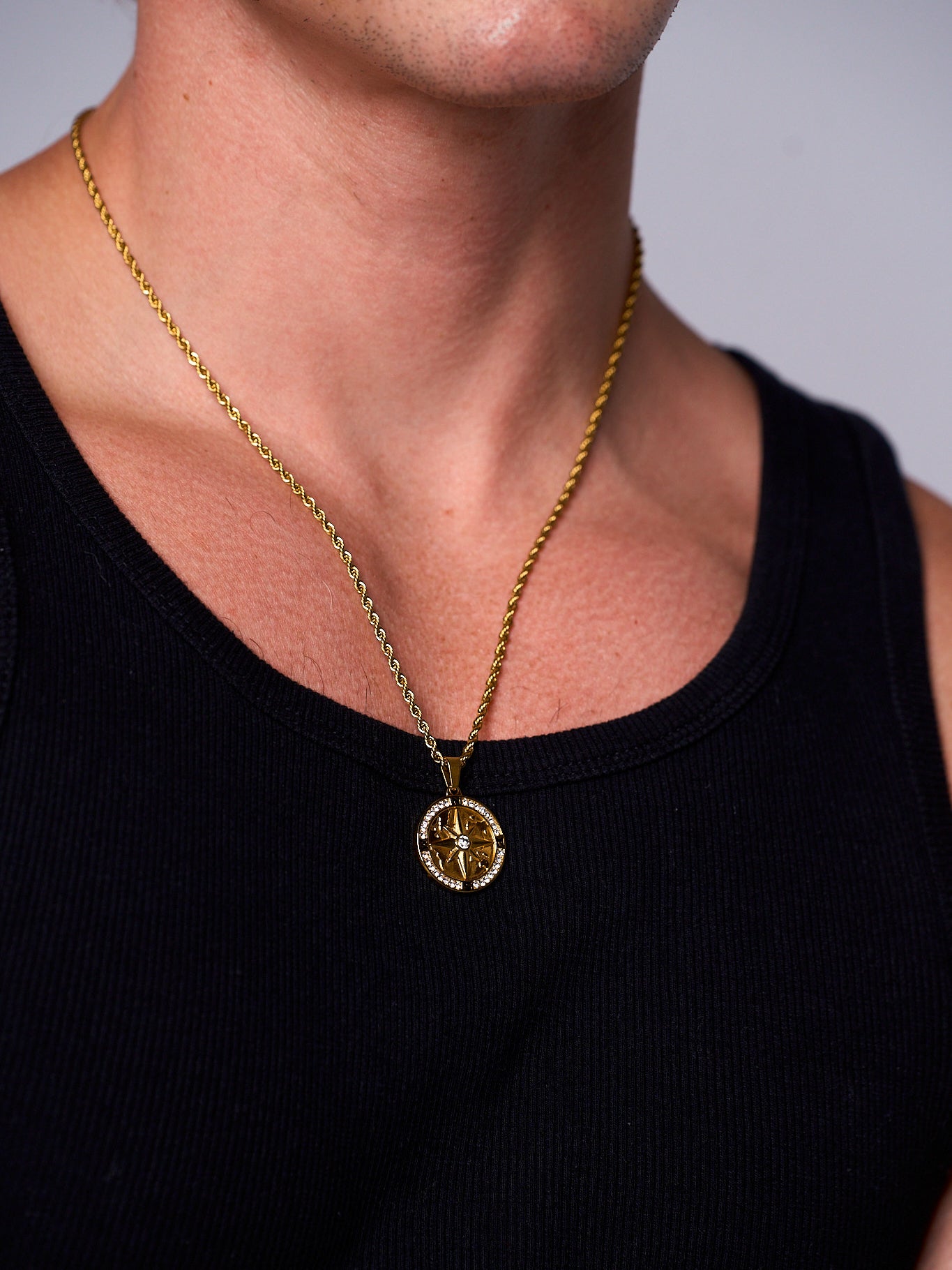 ICED COMPASS PENDANT (GOLD)
