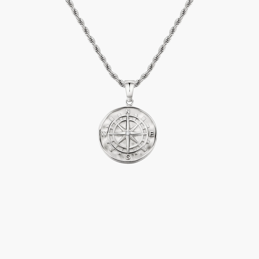 COMPASS PENDANT (WHITE GOLD)