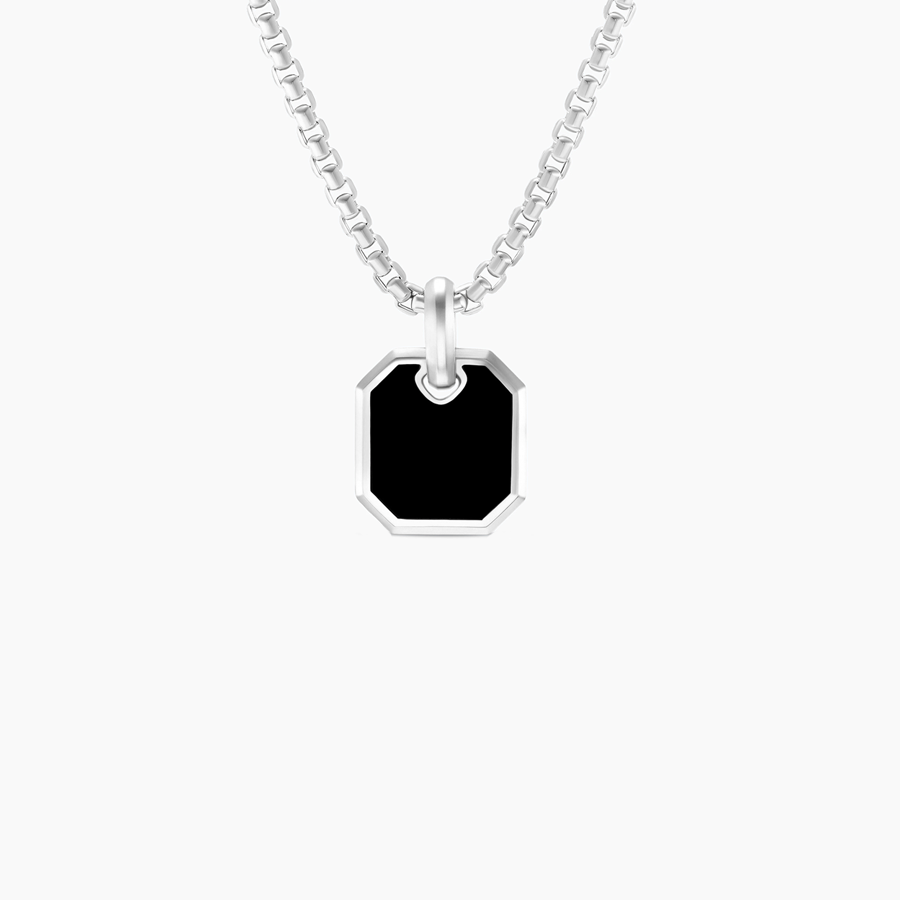 ONYX AMULET PENDANT (WHITE GOLD)