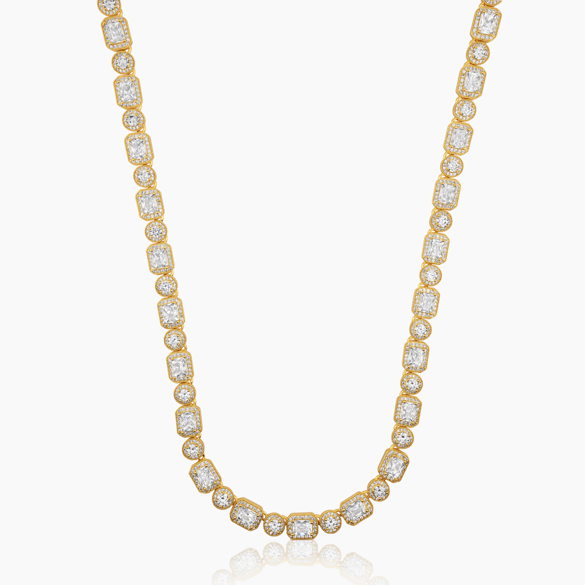 BAGUETTE ICED NECKLACE (GOLD) 10MM