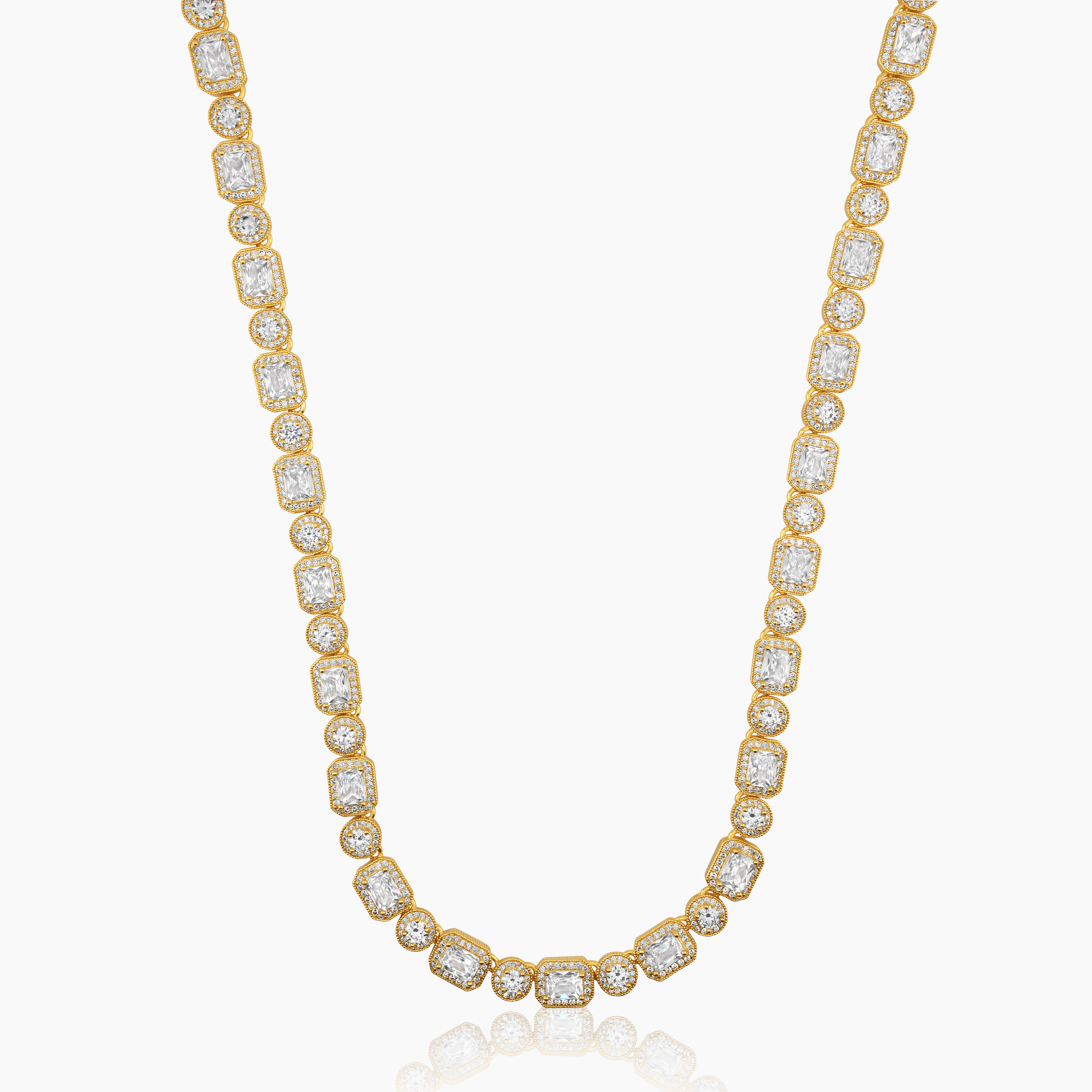 BAGUETTE ICED NECKLACE (GOLD) 10MM