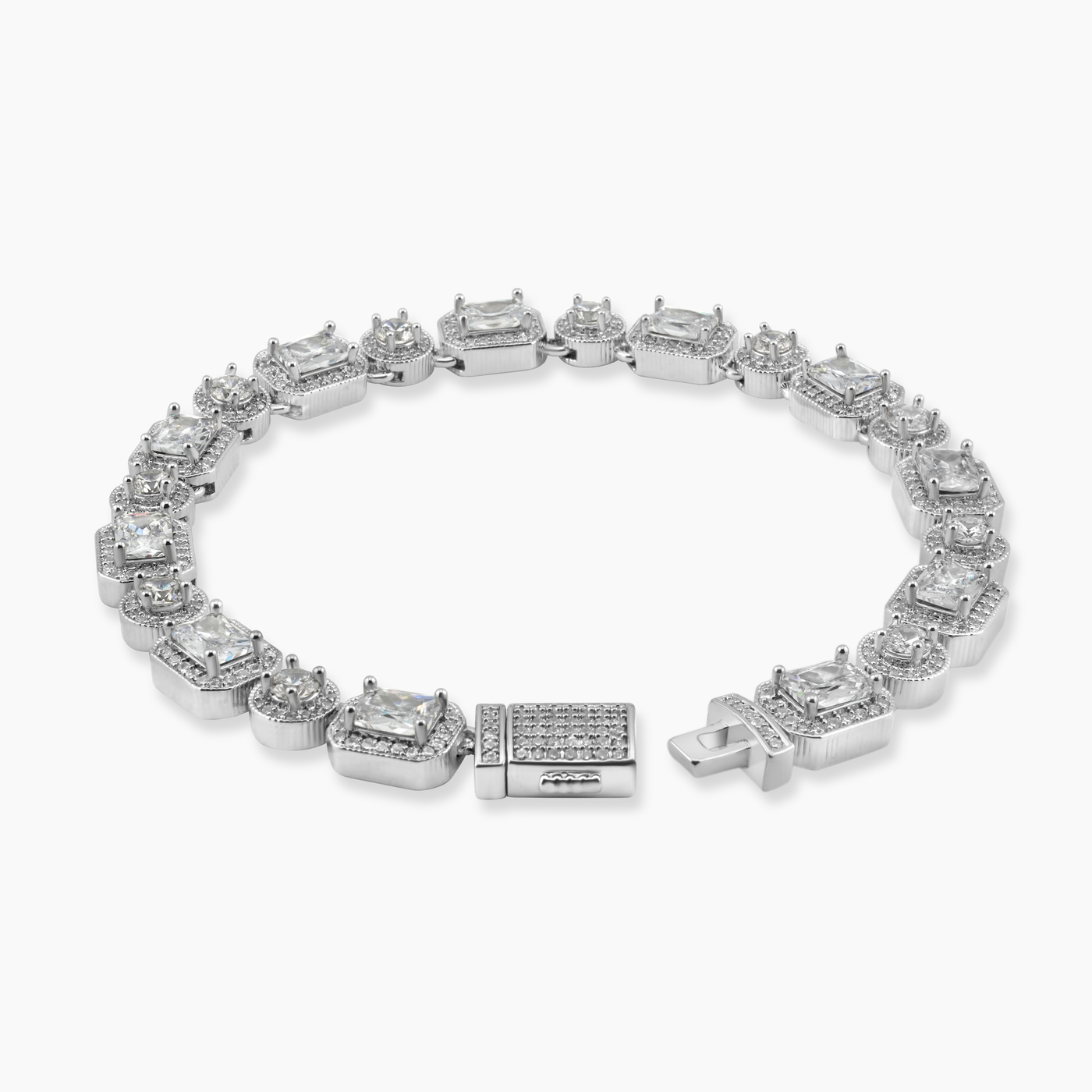 BAGUETTE ICED BRACELET (WHITE GOLD) 10MM