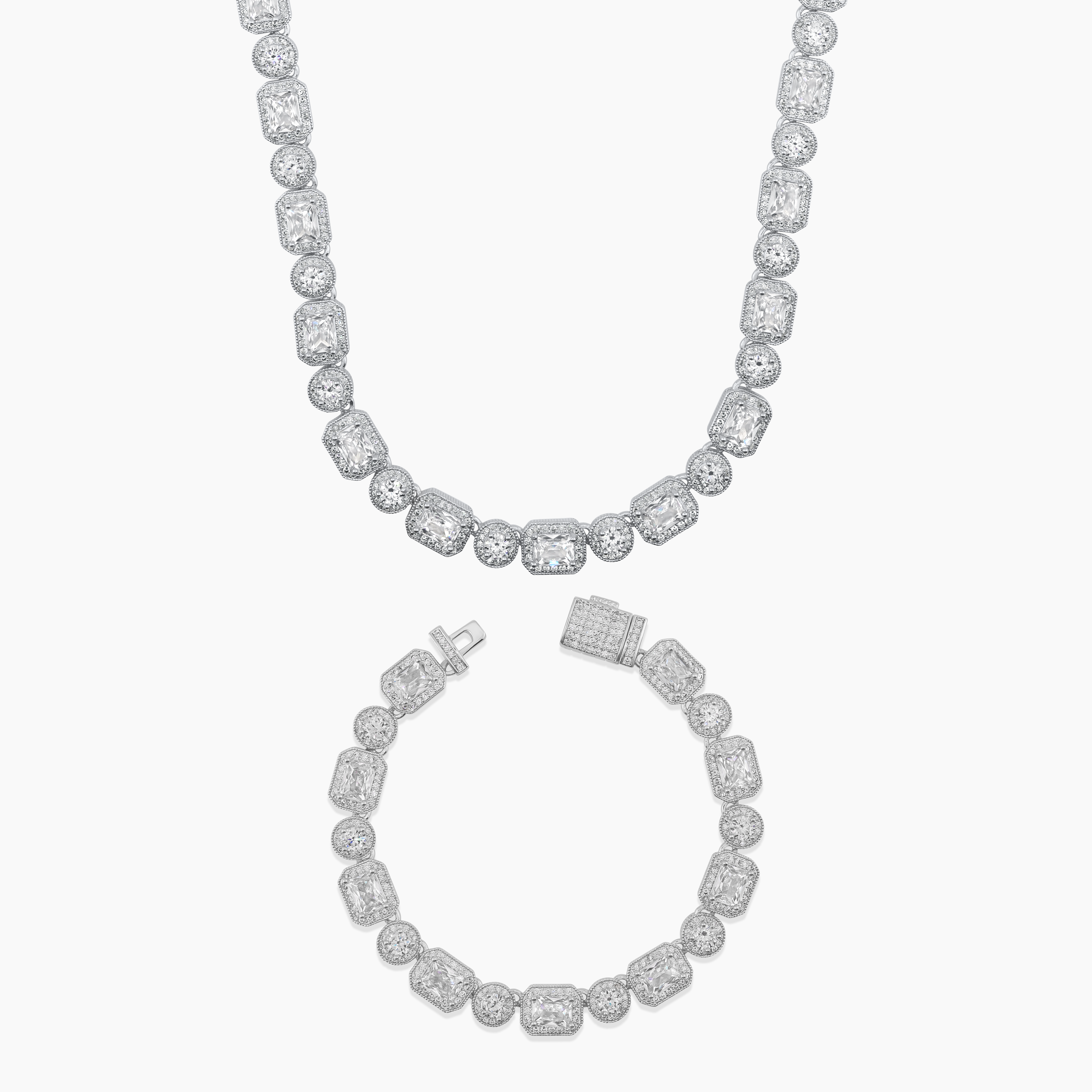 BAGUETTE ICED SET (WHITE GOLD) 10MM