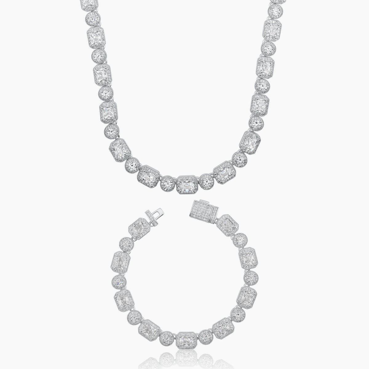 BAGUETTE ICED SET (WHITE GOLD) 10MM