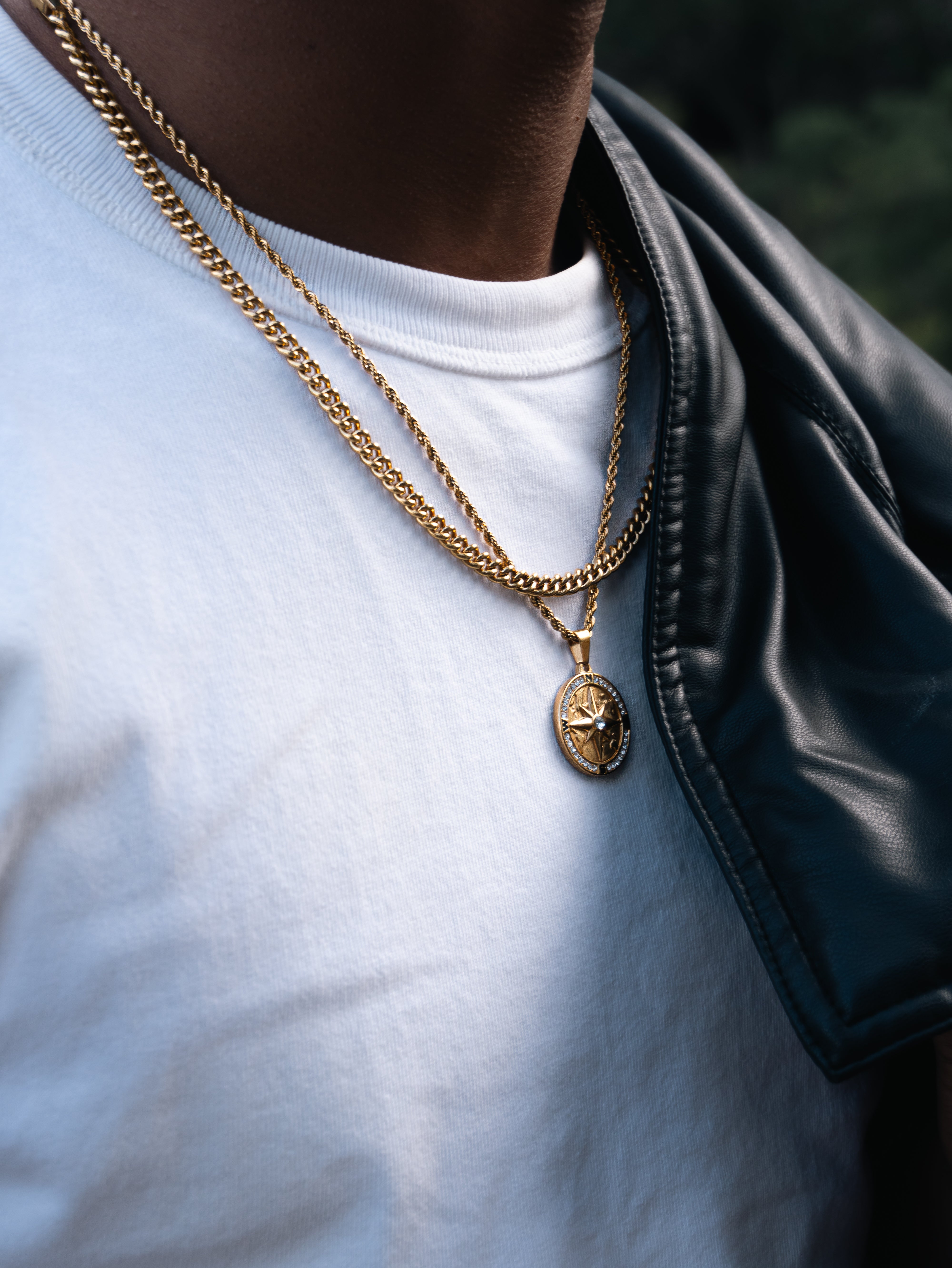 ICED COMPASS PENDANT (GOLD)