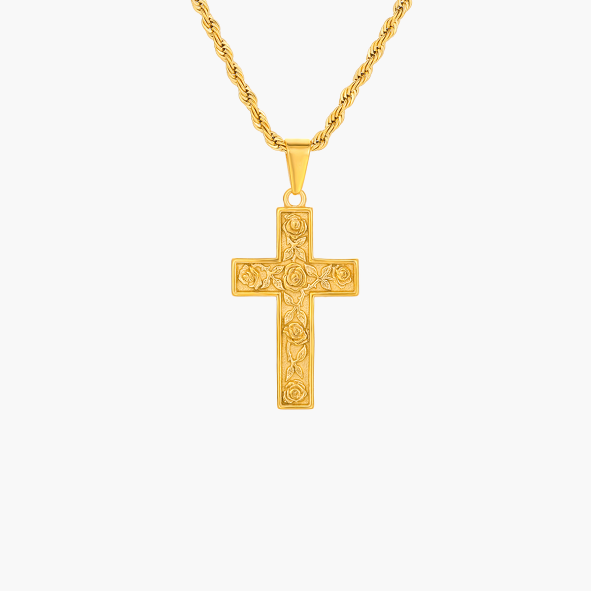 ROSE CROSS PENDANT (GOLD)