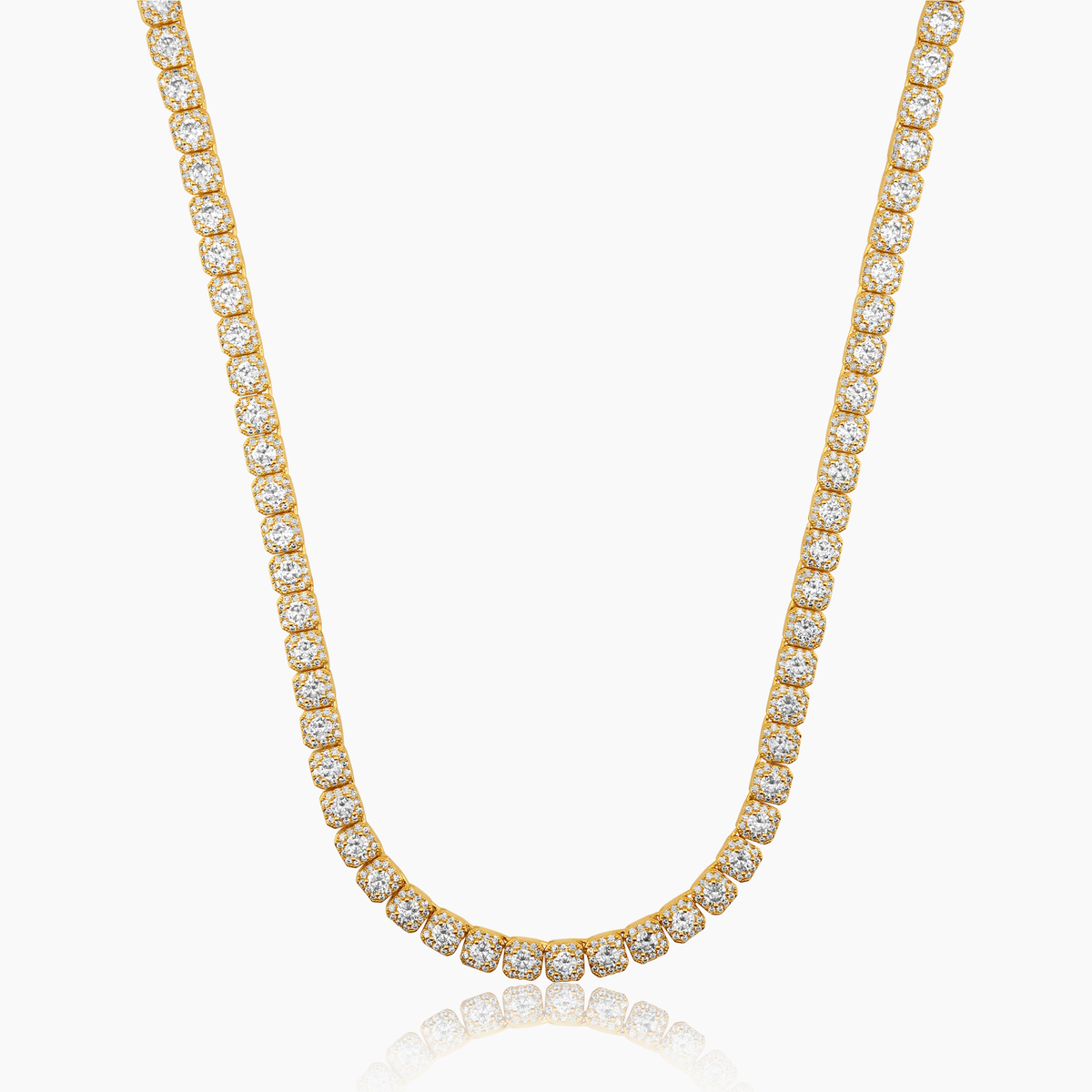 CUSHION TENNIS NECKLACE (GOLD) 5MM