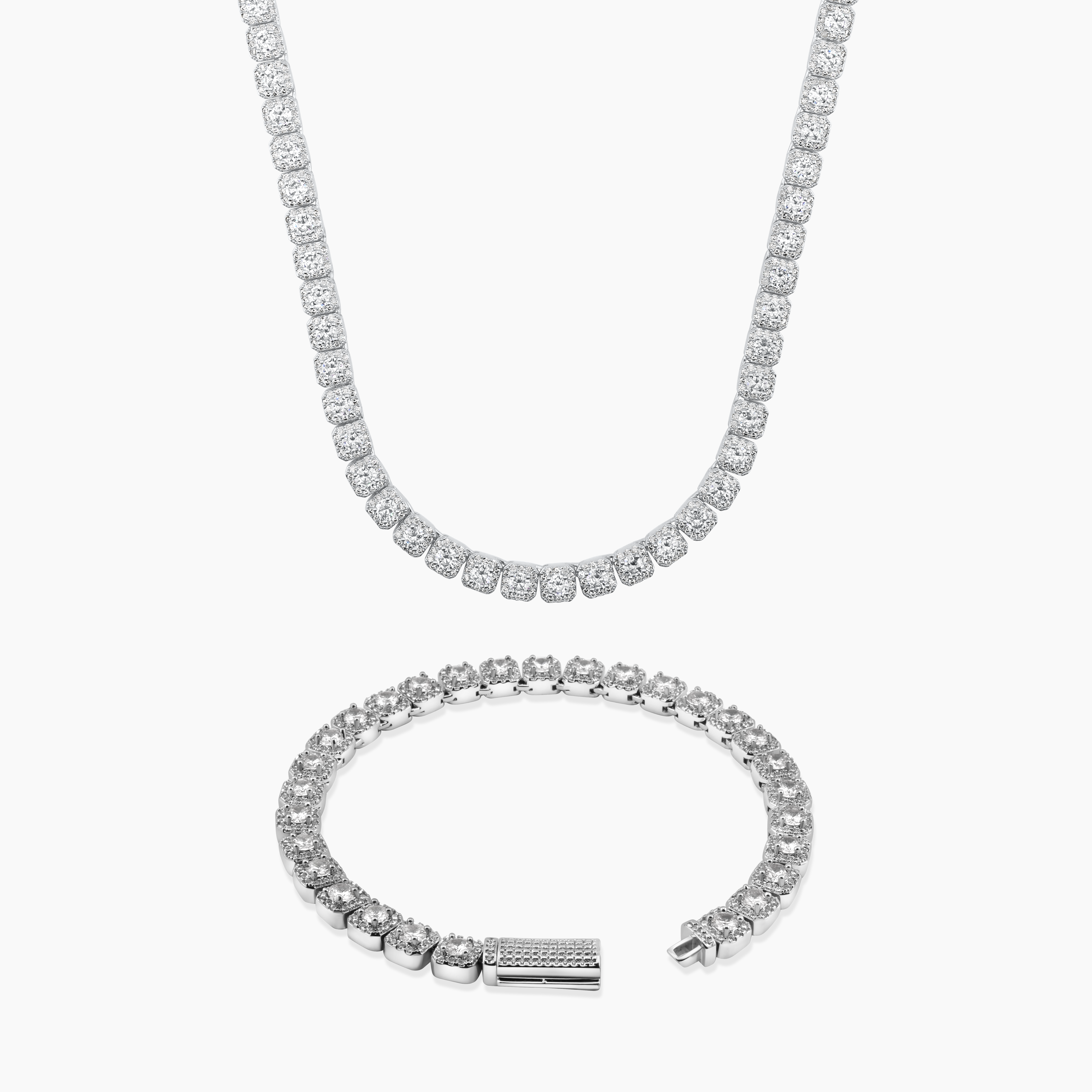 CUSHION TENNIS SET (WHITE GOLD) 5MM