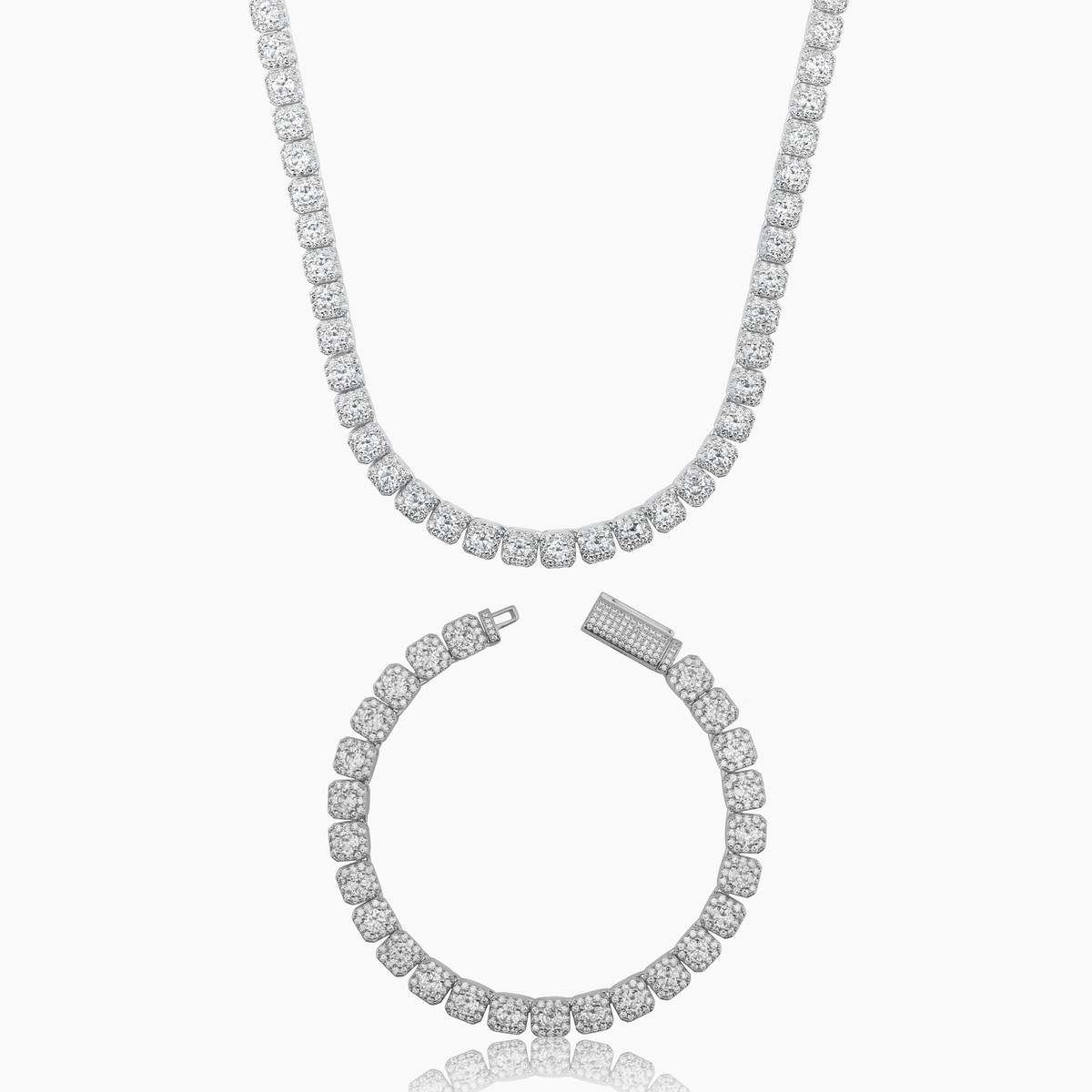 CUSHION TENNIS SET (WHITE GOLD) 5MM