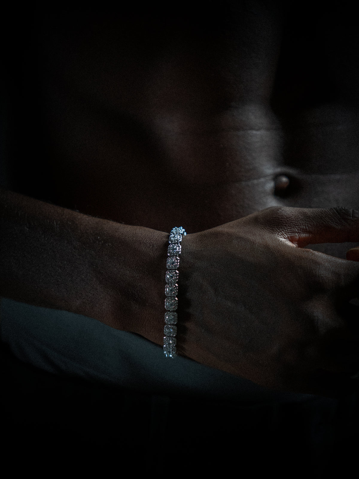 CUSHION TENNIS BRACELET (WHITE GOLD) 5MM