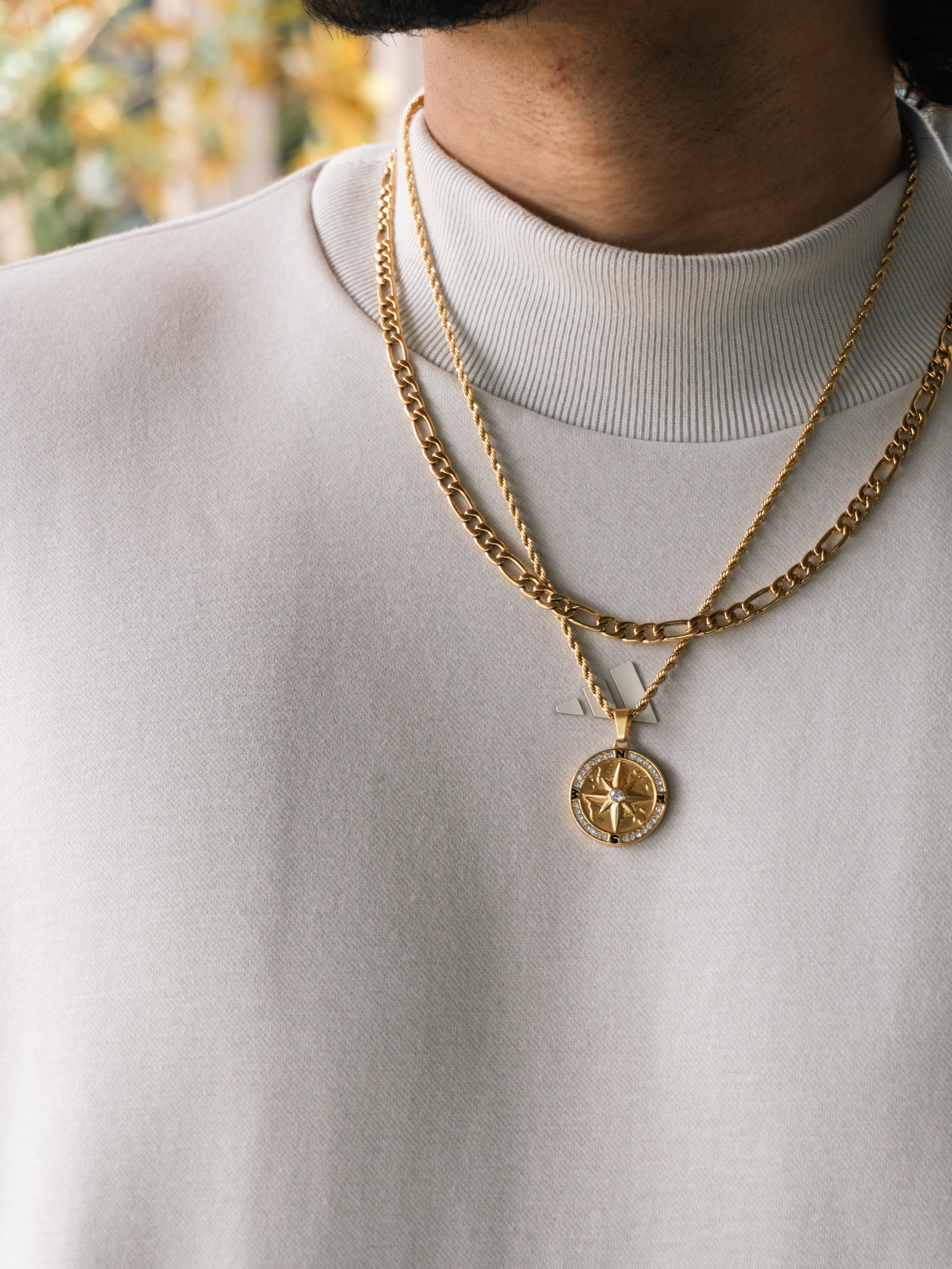 ICED COMPASS PENDANT (GOLD)