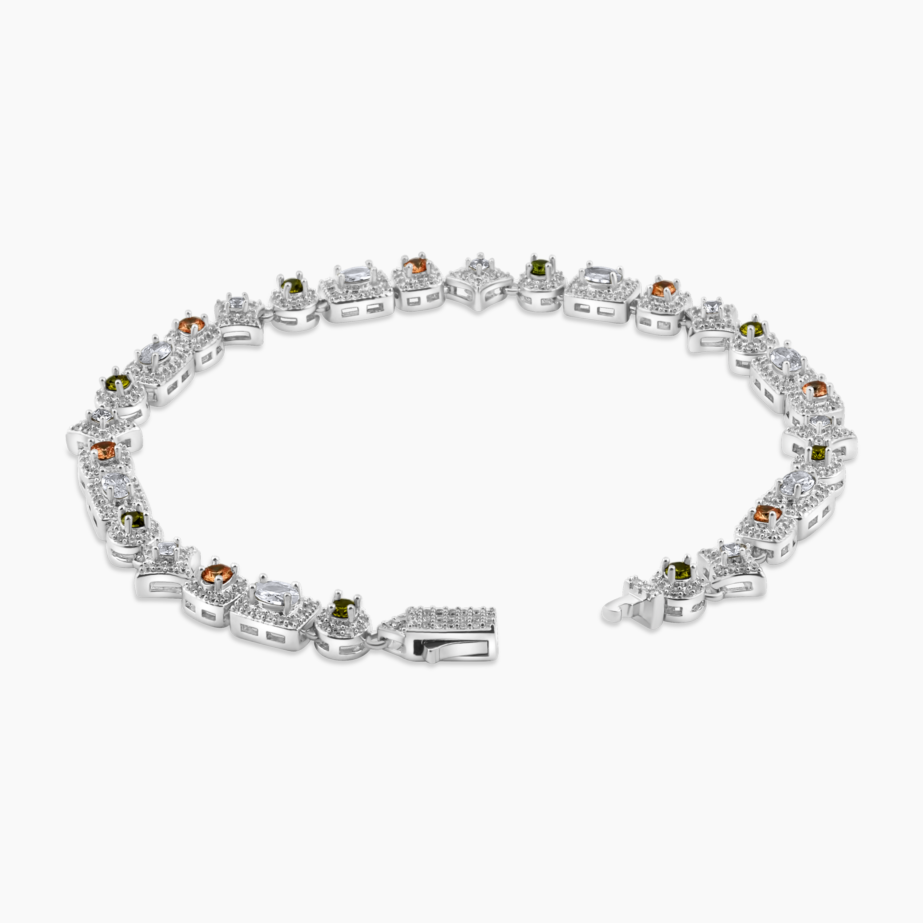 RIVIERA GEMSTONE BRACELET (WHITE GOLD) 5MM