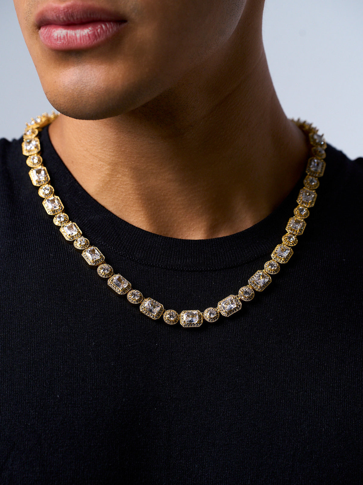 BAGUETTE ICED NECKLACE (GOLD) 10MM