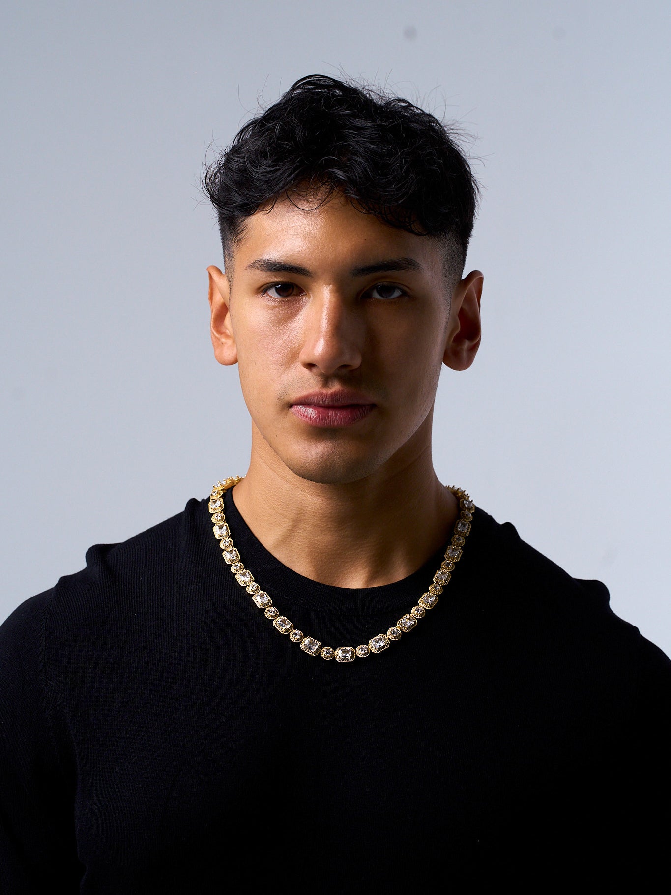 BAGUETTE ICED NECKLACE (GOLD) 10MM