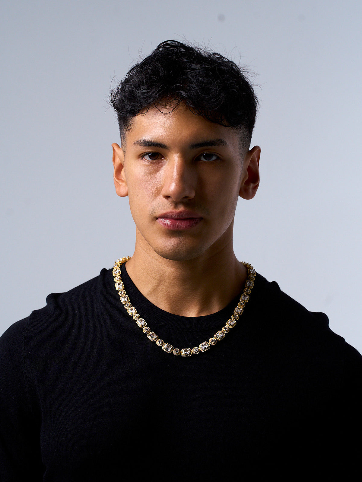 BAGUETTE ICED NECKLACE (GOLD) 10MM