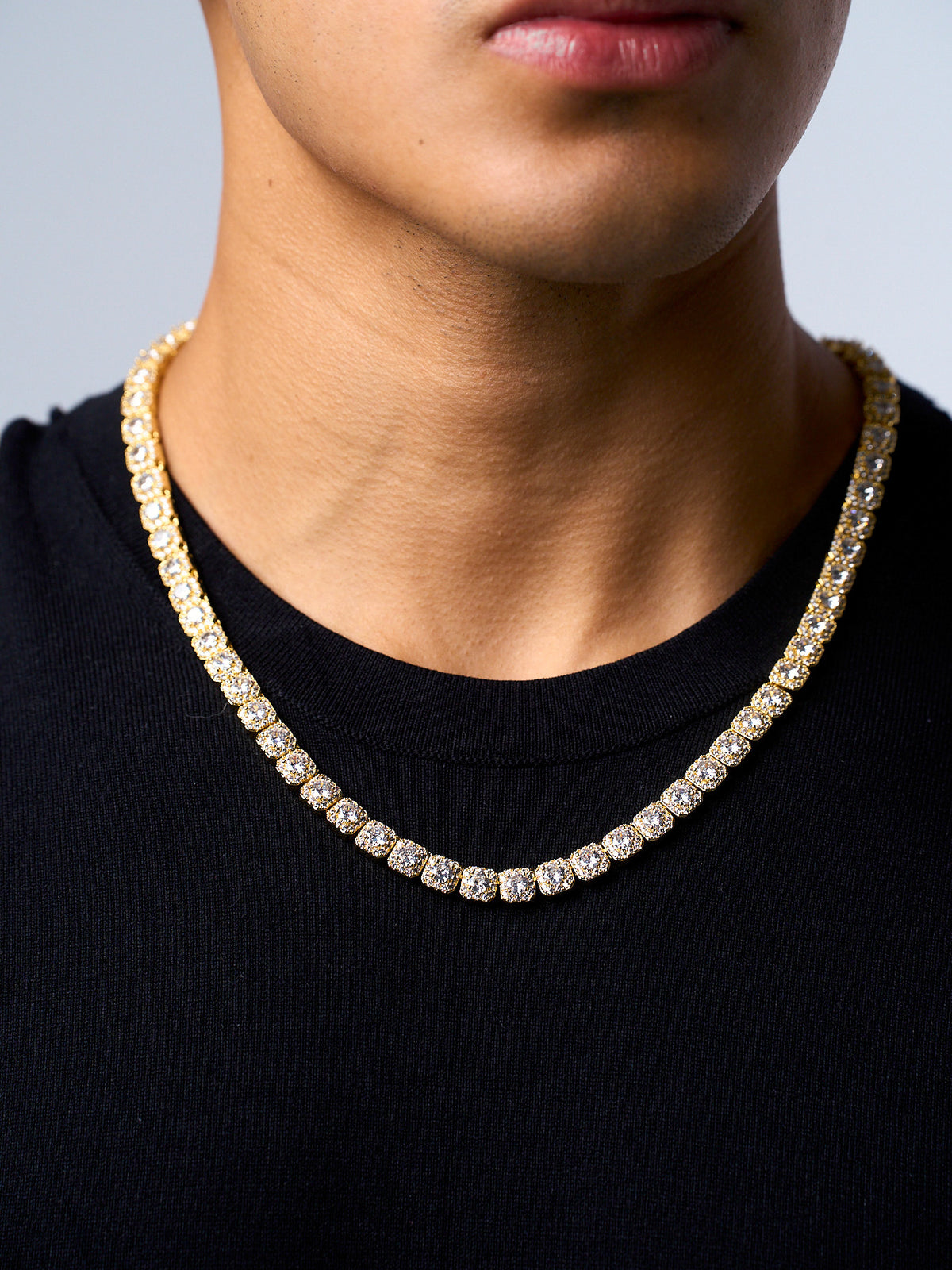 CUSHION TENNIS NECKLACE (GOLD) 5MM