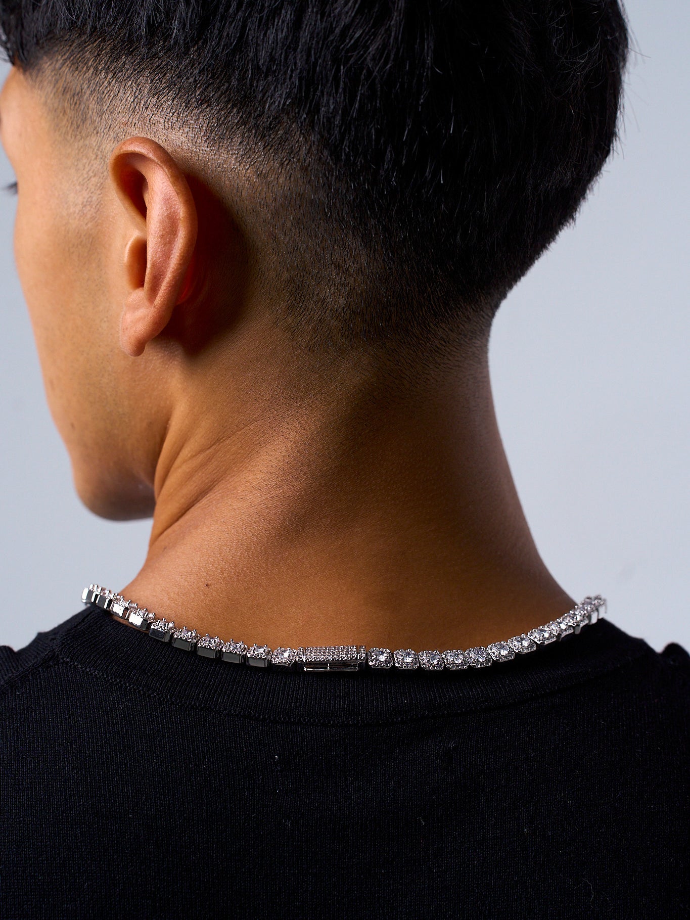 CUSHION TENNIS NECKLACE (WHITE GOLD) 5MM