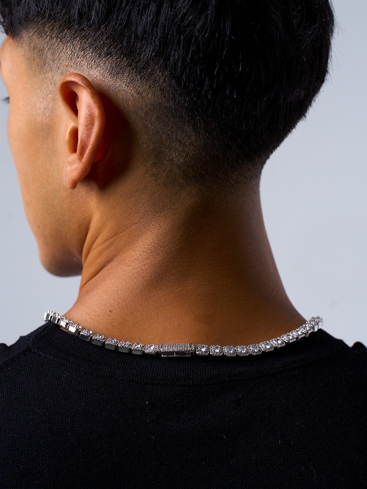 CUSHION TENNIS NECKLACE (WHITE GOLD) 5MM