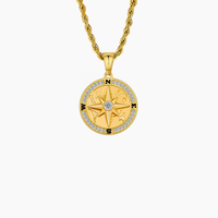 ICED COMPASS PENDANT (GOLD)