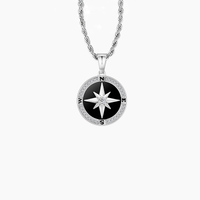 ICED COMPASS PENDANT (WHITE GOLD)