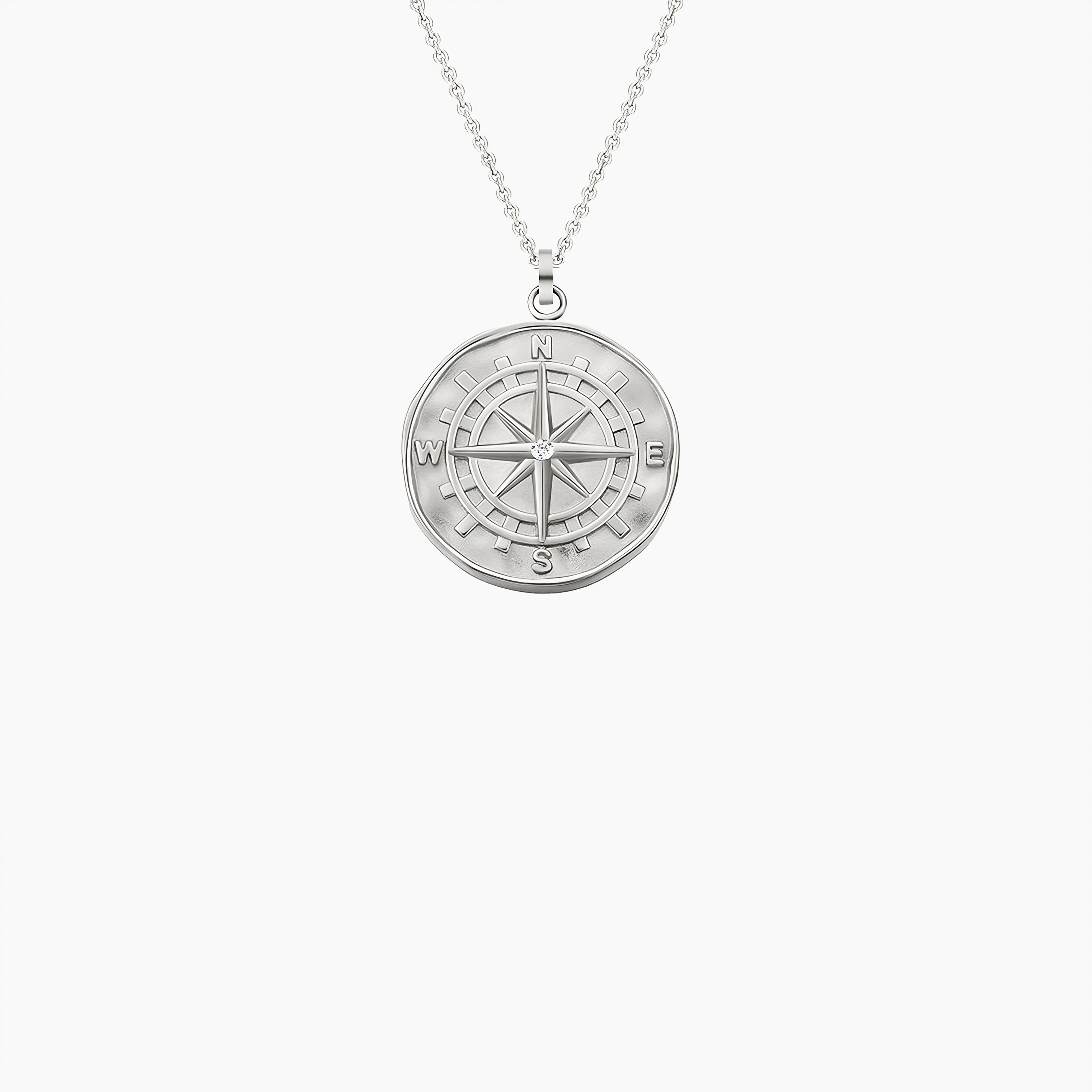 COMPASS PENDANT (WHITE GOLD)