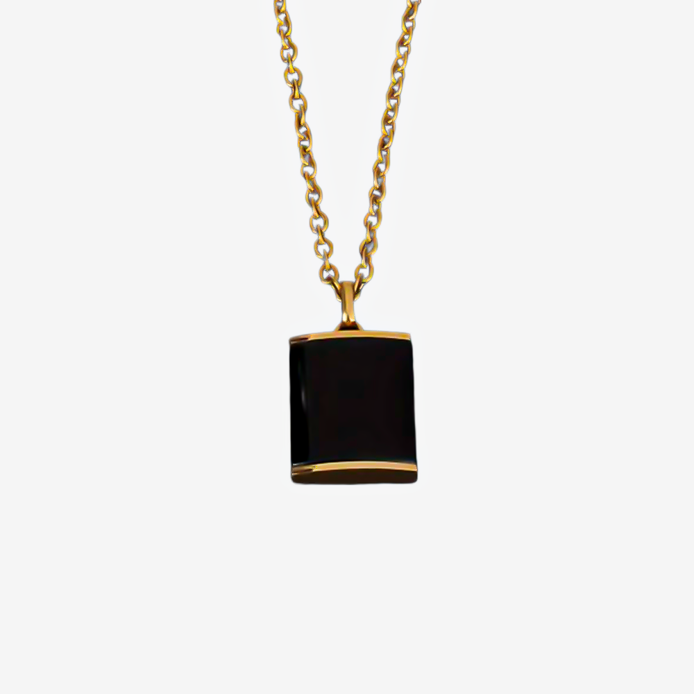 RECTANGULAR ONYX PENDANT (GOLD)